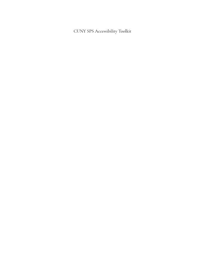 CUNY SPS Accessibility Toolkit